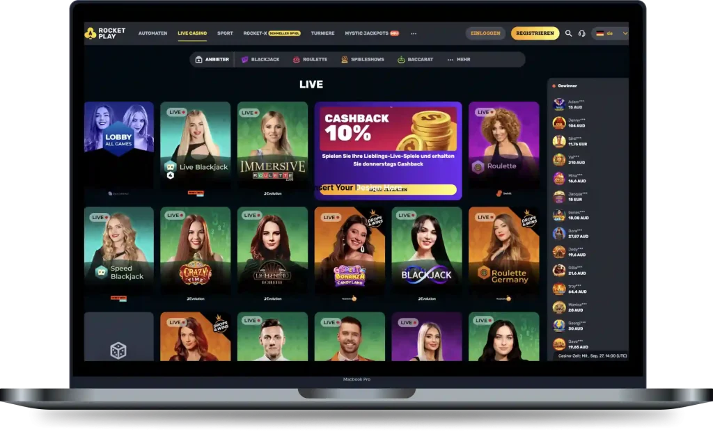 Live-Spiele im RocketPlay Casino