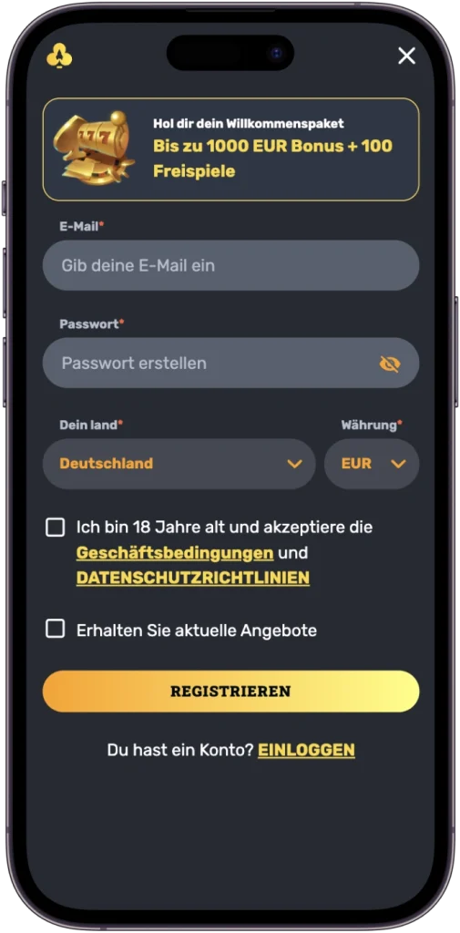 RocketPlay Casino Konto Registrieren